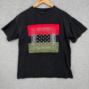 Hitz USA Bandana Patch T-Shirt Graphic Print Short Sleeve‎ Black Size M